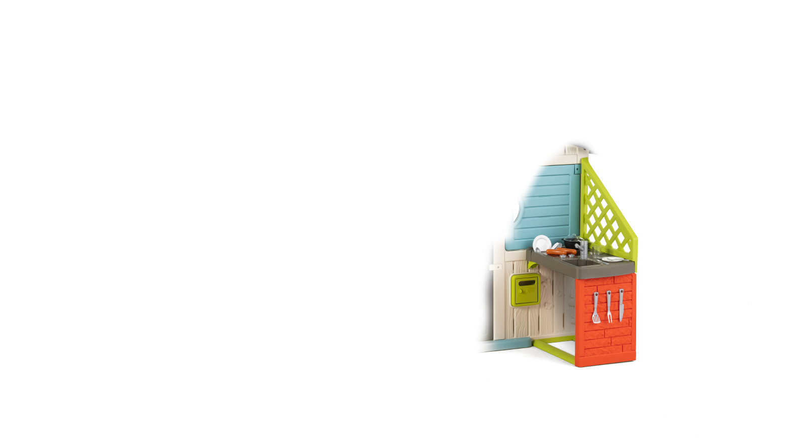 Kućica Prijatelja elegantnih boja Friends House Evo Playhouse Smoby s nadogradnjom 2 vrata s ključem 6 prozora s UV filterom 162 cm visina